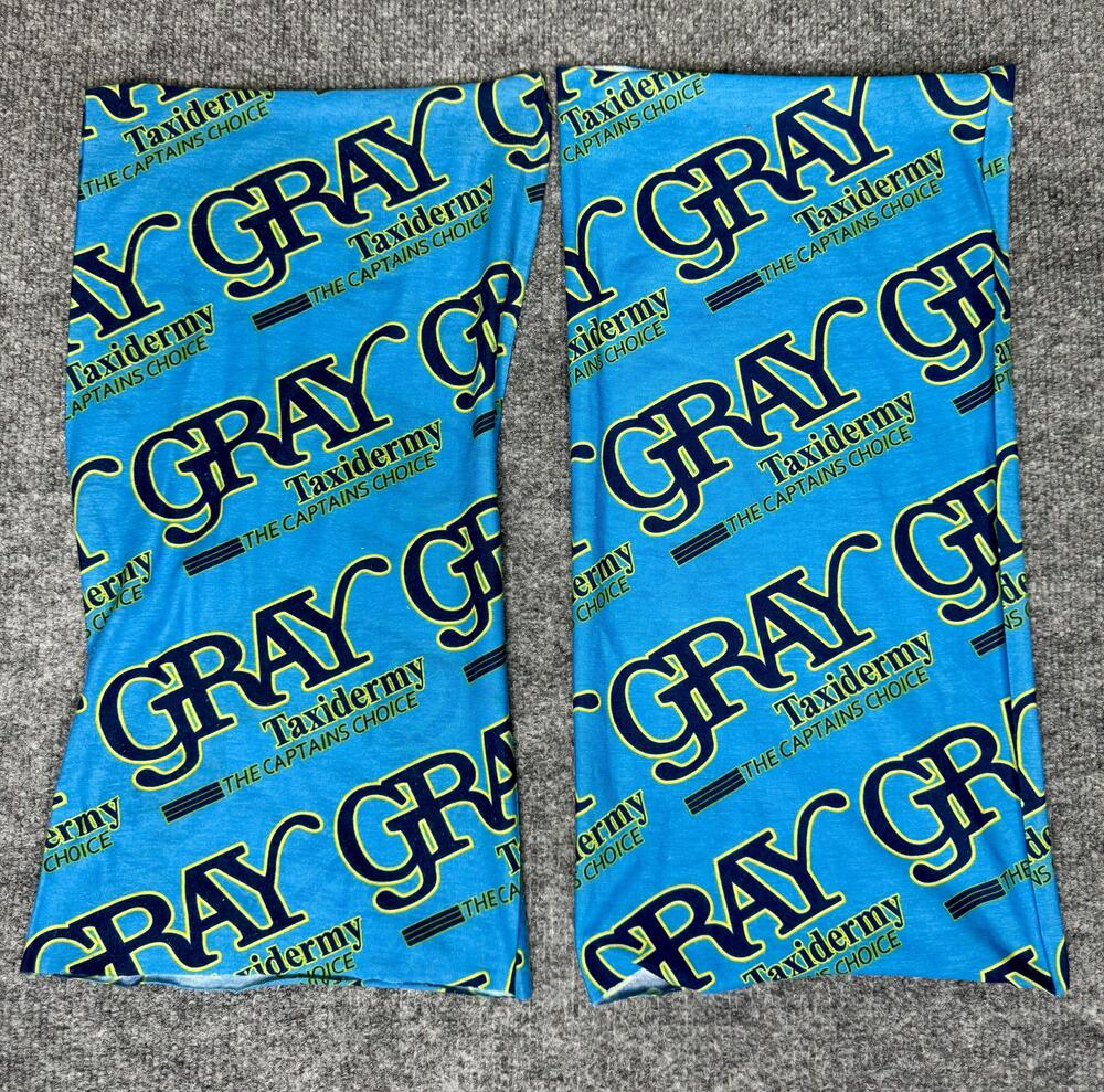 Gray Taxidermy Neck Gaiter Set Of 2 Mens One Size Blue Logo Scarf Fishing